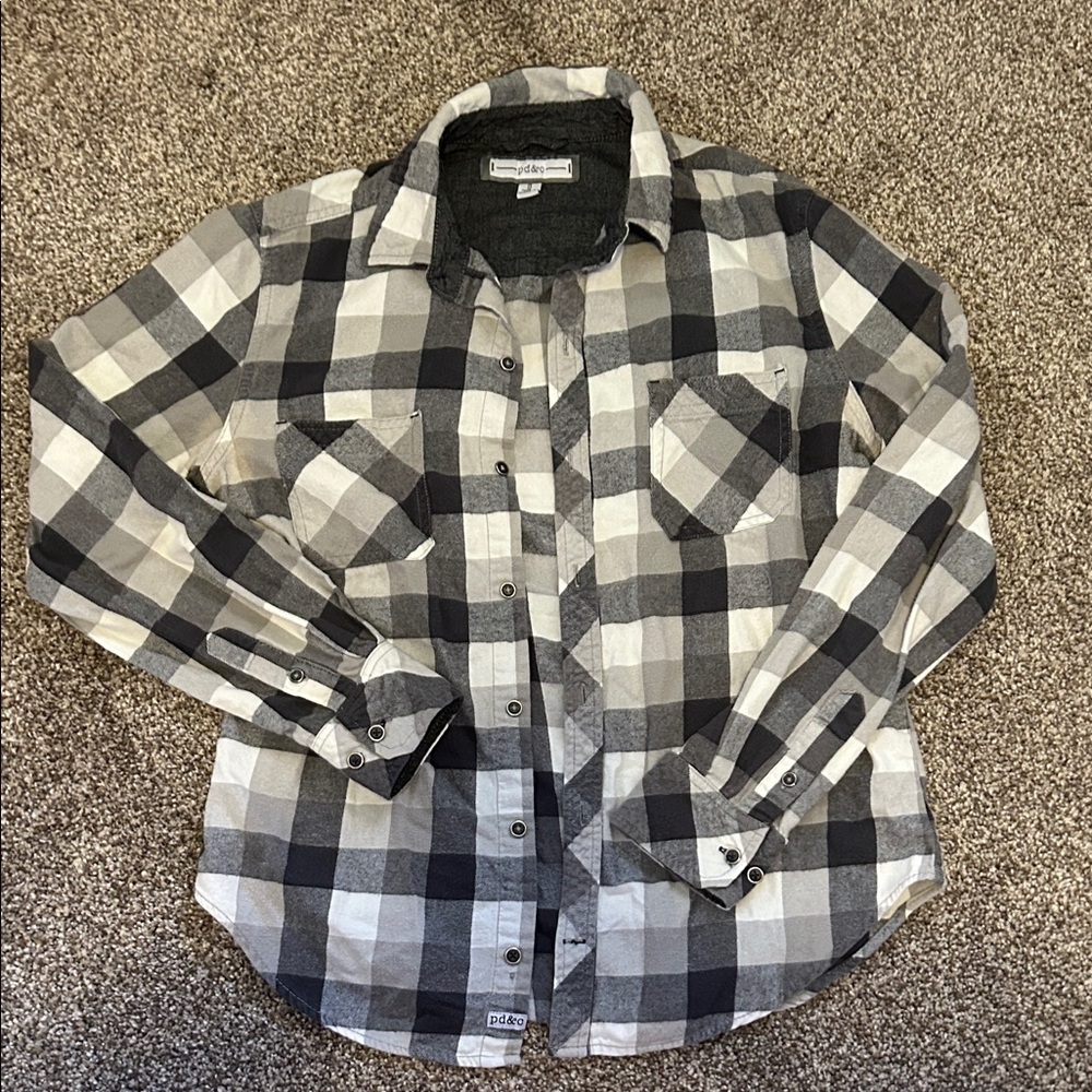PD&C Black and White Plaid Button Down Shirt